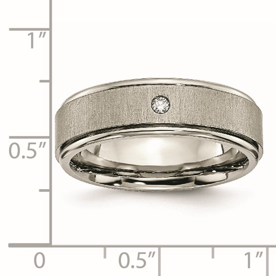 Chisel Titanium Brushed and Polished .05 Carat Diamond Rounded Edge 7mm Band