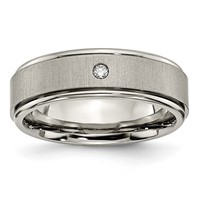 Chisel Titanium Brushed and Polished.05 Carat Diamond Rounded Edge 7mm Band view 1