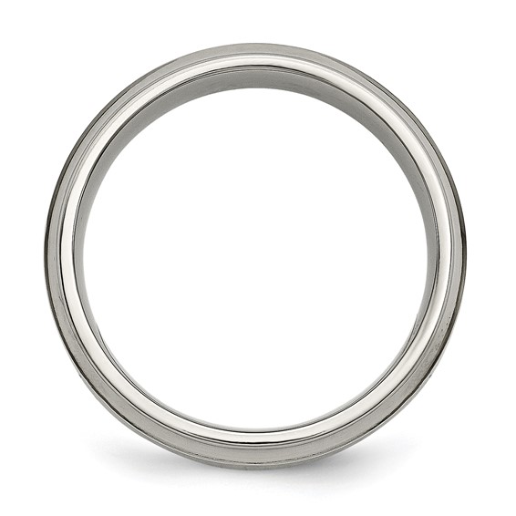 Chisel Titanium Polished 1/5 Carat Diamond Ridged Edge 7mm Band