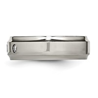 Chisel Titanium Polished 0.20 Carat Diamond Ridged Edge 7mm Band view 3