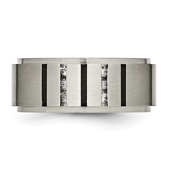 Chisel Titanium Brushed and Polished Black IP-plated 0.15 Carat Diamond 9mm Band