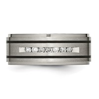 Chisel Titanium Brushed Polished and Enameled 0.25 Carat Diamond 9mm Band view 4
