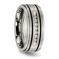 Chisel Titanium Brushed Polished and Enameled 0.25 Carat Diamond 9mm Band view 5