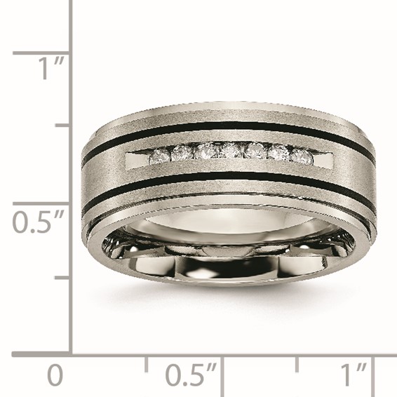 Chisel Titanium Brushed Polished and Enameled 1/4 Carat Diamond 9mm Band