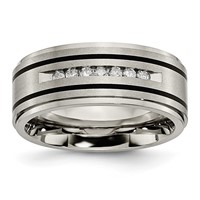 Chisel Titanium Brushed Polished and Enameled 0.25 Carat Diamond 9mm Band view 1