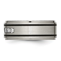Chisel Titanium Brushed Polished and Enameled 0.5 Carat Diamond 9mm Band view 3