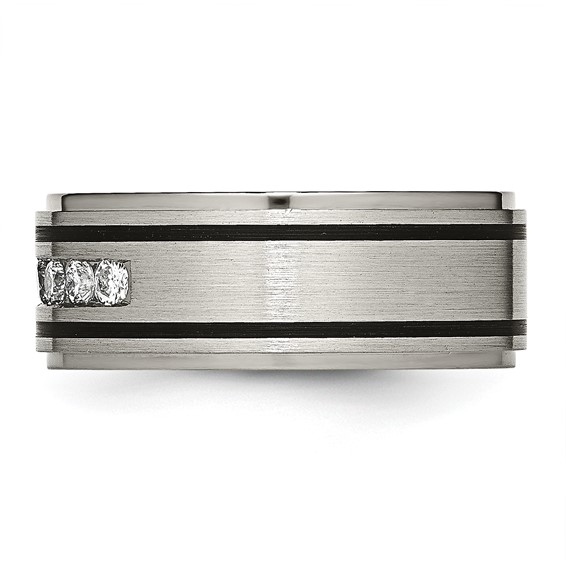 Chisel Titanium Brushed Polished and Enameled 1/2 Carat Diamond 9mm Band