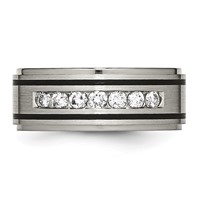 Chisel Titanium Brushed Polished and Enameled 0.5 Carat Diamond 9mm Band view 4
