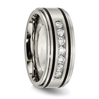 Chisel Titanium Brushed Polished and Enameled 0.5 Carat Diamond 9mm Band view 5
