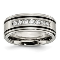 Chisel Titanium Brushed Polished and Enameled 0.5 Carat Diamond 9mm Band view 1