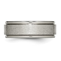 Chisel Titanium Brushed Center 8mm Ridged Edge Band view 3