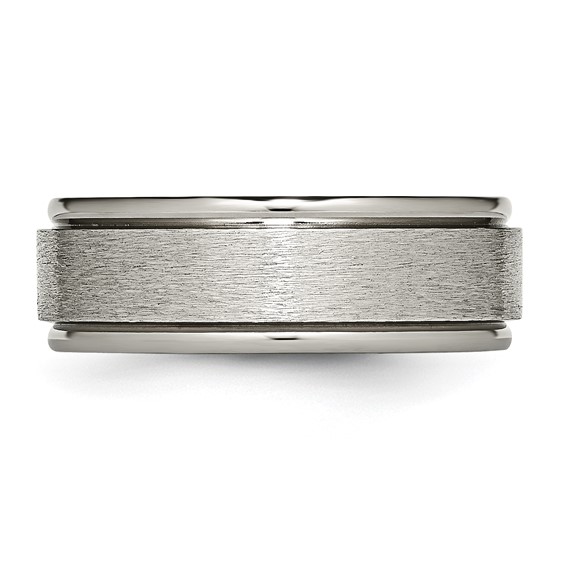 Chisel Titanium Brushed Center 8mm Ridged Edge Band