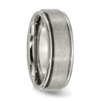 Chisel Titanium Brushed Center 8mm Ridged Edge Band view 4