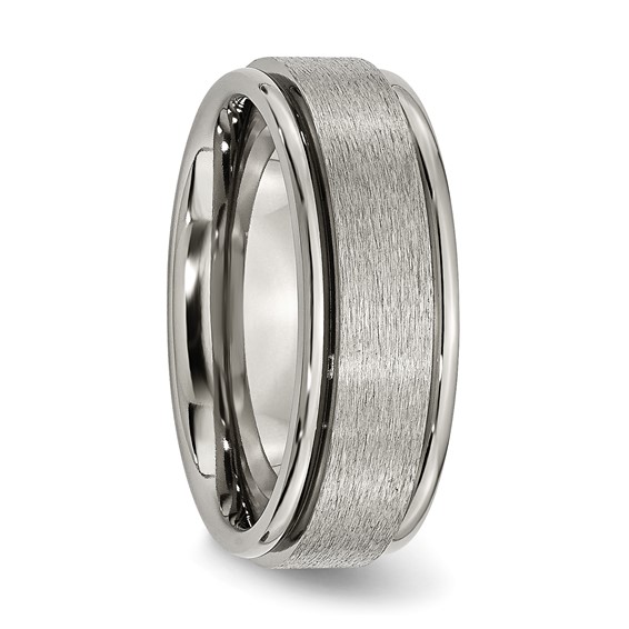 Chisel Titanium Brushed Center 8mm Ridged Edge Band
