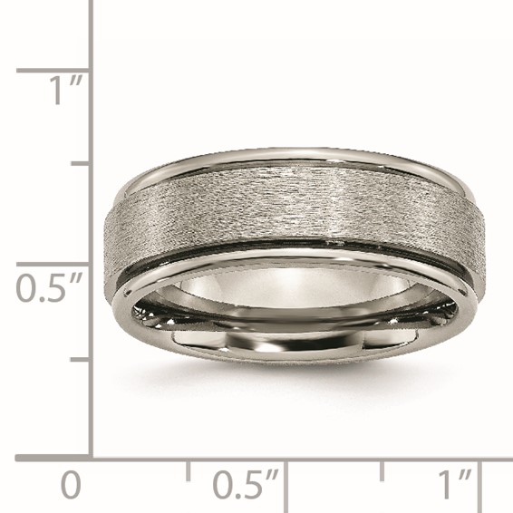 Chisel Titanium Brushed Center 8mm Ridged Edge Band
