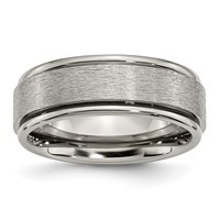 Chisel Titanium Brushed Center 8mm Ridged Edge Band view 1