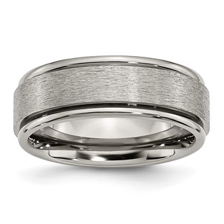 Chisel Titanium Brushed Center 8mm Ridged Edge Band