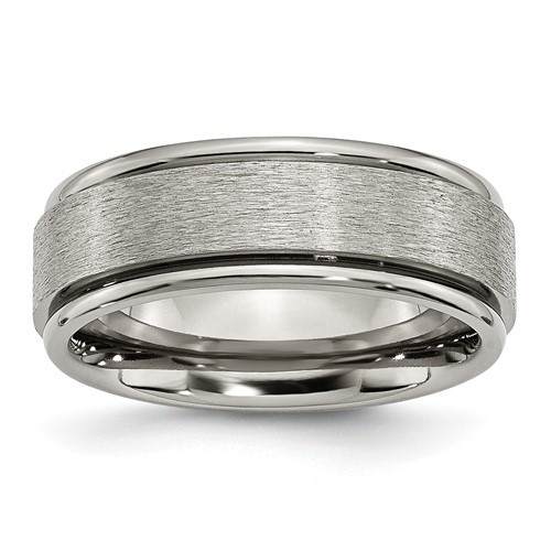 Chisel Titanium Brushed Center 8mm Ridged Edge Band