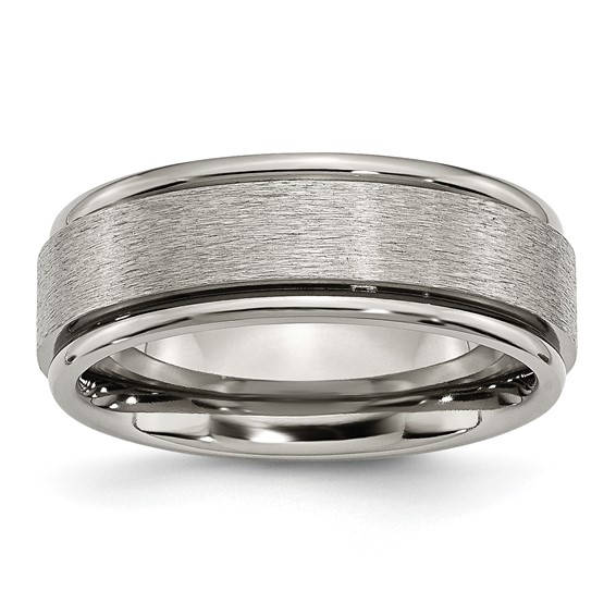 Chisel Titanium Brushed Center 8mm Ridged Edge Band