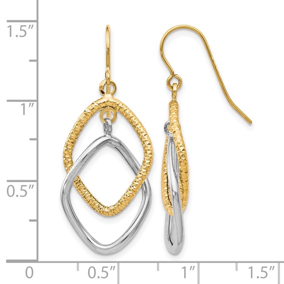 Leslie's 10K Two-tone Shepherd Hook Dangle Earrings