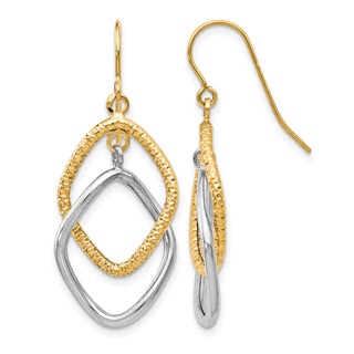 Leslie's 10K Two-tone Shepherd Hook Dangle Earrings