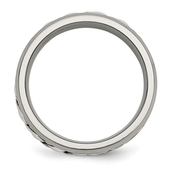 Chisel Titanium with Sterling Silver Inlay Polished 1pt. Diamond 7mm Band