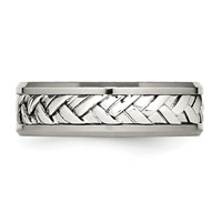 Chisel Titanium Band with Sterling Silver Inlay Polished 1pt Diamond 7mm view 3