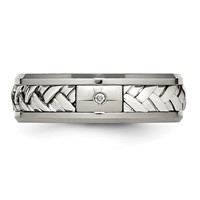 Chisel Titanium Band with Sterling Silver Inlay Polished 1pt Diamond 7mm view 4