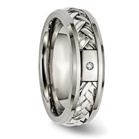 Chisel Titanium Band with Sterling Silver Inlay Polished 1pt Diamond 7mm view 5