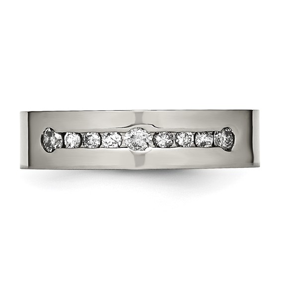 Titanium Polished 1/2 ct tw. Diamond 6mm Band