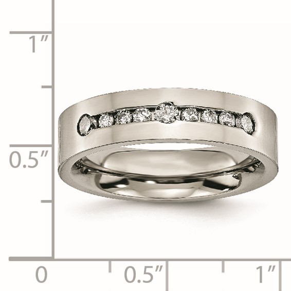 Titanium Polished 1/2 ct tw. Diamond 6mm Band