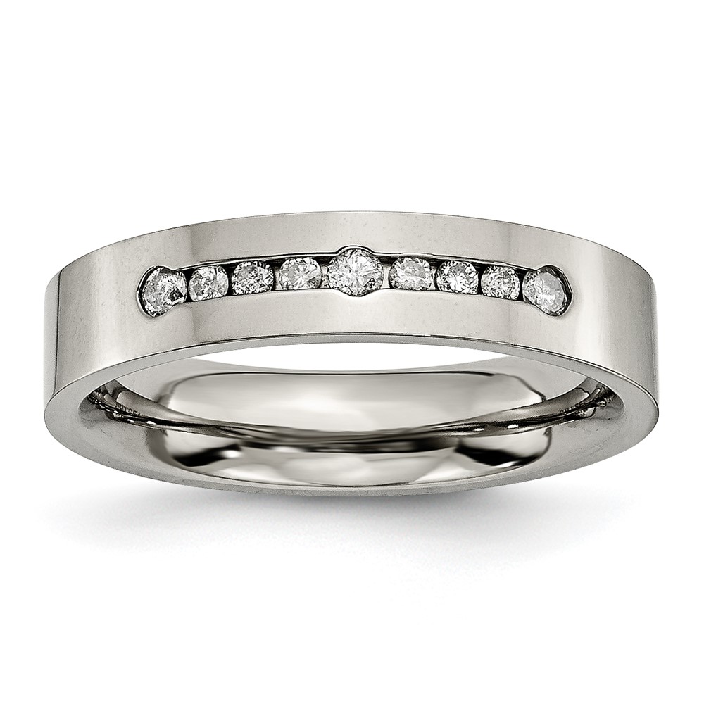 Titanium Polished 0.25ct Tw. Diamond 6mm Band