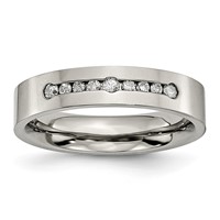 Titanium Polished 0.25ct Tw. Diamond 6mm Band view 1