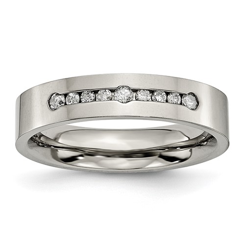 Titanium Polished 0.25ct Tw. Diamond 6mm Band