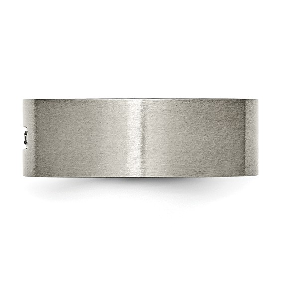 Chisel Titanium Brushed 1/15 Carat Diamond Cross 8mm Flat Band