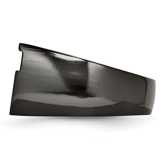 Titanium Black Ti Polished Blue Anodized Stripe Ring