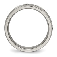 Titanium Polished Band with CZ 6mm Grooved view 2