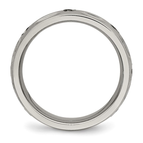 Titanium Polished with CZ 6mm Grooved Band