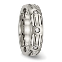 Titanium Polished Band with CZ 6mm Grooved view 4