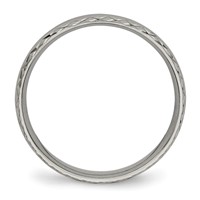 Chisel Titanium Polished Grooved 5mm Criss Cross Design Band view 2