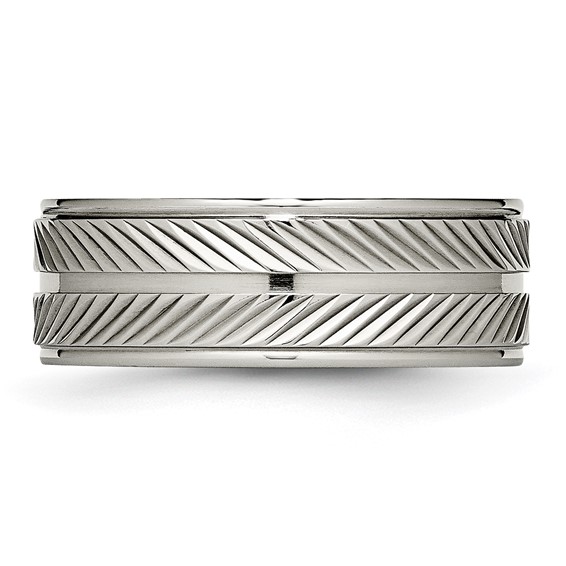 Titanium Polished 8mm Grooved Band