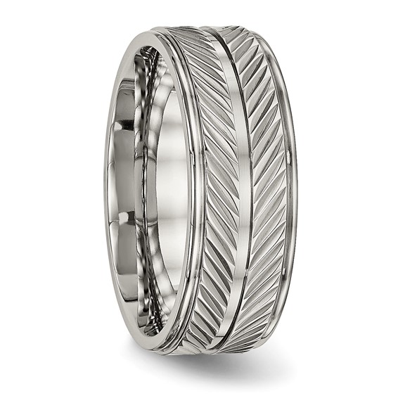 Titanium Polished 8mm Grooved Band