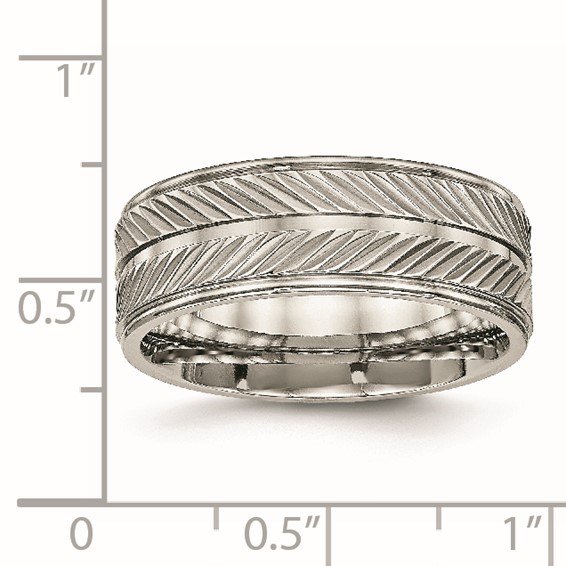 Titanium Polished 8mm Grooved Band