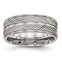 Titanium Polished 8mm Grooved Band view 1