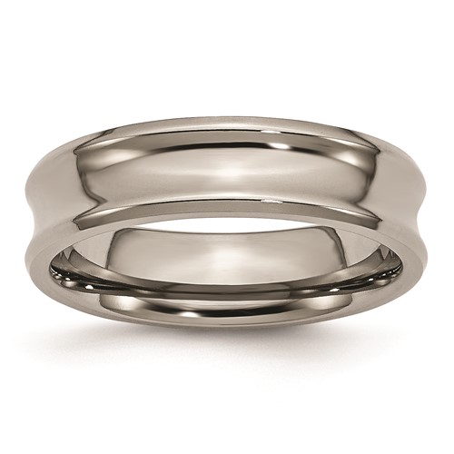 Titanium Polished Concave 6mm Beveled Edge Band