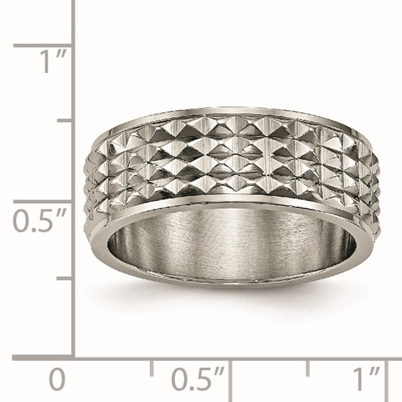 Chisel Titanium Polished 8mm Studded Band