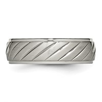 Chisel Titanium Brushed and Polished 7mm Grooved Band view 3