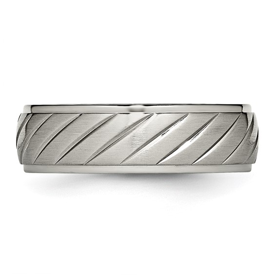 Chisel Titanium Brushed and Polished 7mm Grooved Band