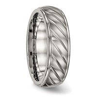 Chisel Titanium Brushed and Polished 7mm Grooved Band view 4