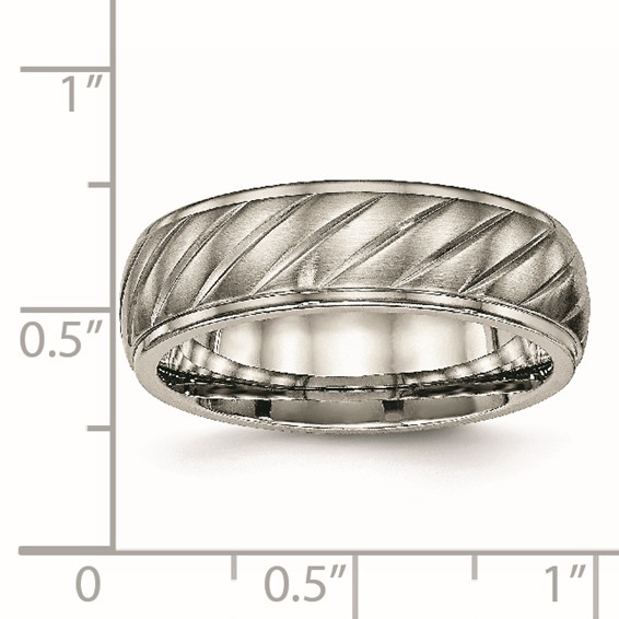 Chisel Titanium Brushed and Polished 7mm Grooved Band